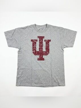 Anvil Gray Short-Sleeve Tee with Distressed Crimson Logo